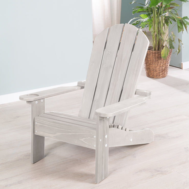 Silla infantil para exteriores "Deck Chair" - Tumbona de madera - Gris lacado