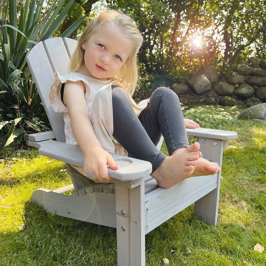 Chaise d'enfant d'extérieur 'Deck Chair' - Chaise longue en bois certifié FSC - Gris