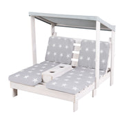 Outdoor Children's Lounge Chair with Cushion 'Little Stars' - FSC Certified Solid Wood - Gray