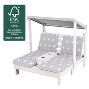 Outdoor Children's Lounge Chair with Cushion 'Little Stars' - FSC Certified Solid Wood - Gray