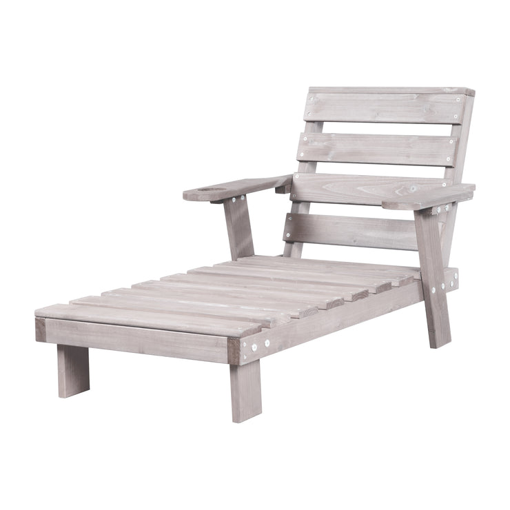 Outdoor Children's Lounger - Made of FSC Certified Wood - Including Seat Cushion - Gray Glazed