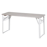 Outdoor Party Set with Backrest - 2 Benches + 1 Table - Gray Stained Wood