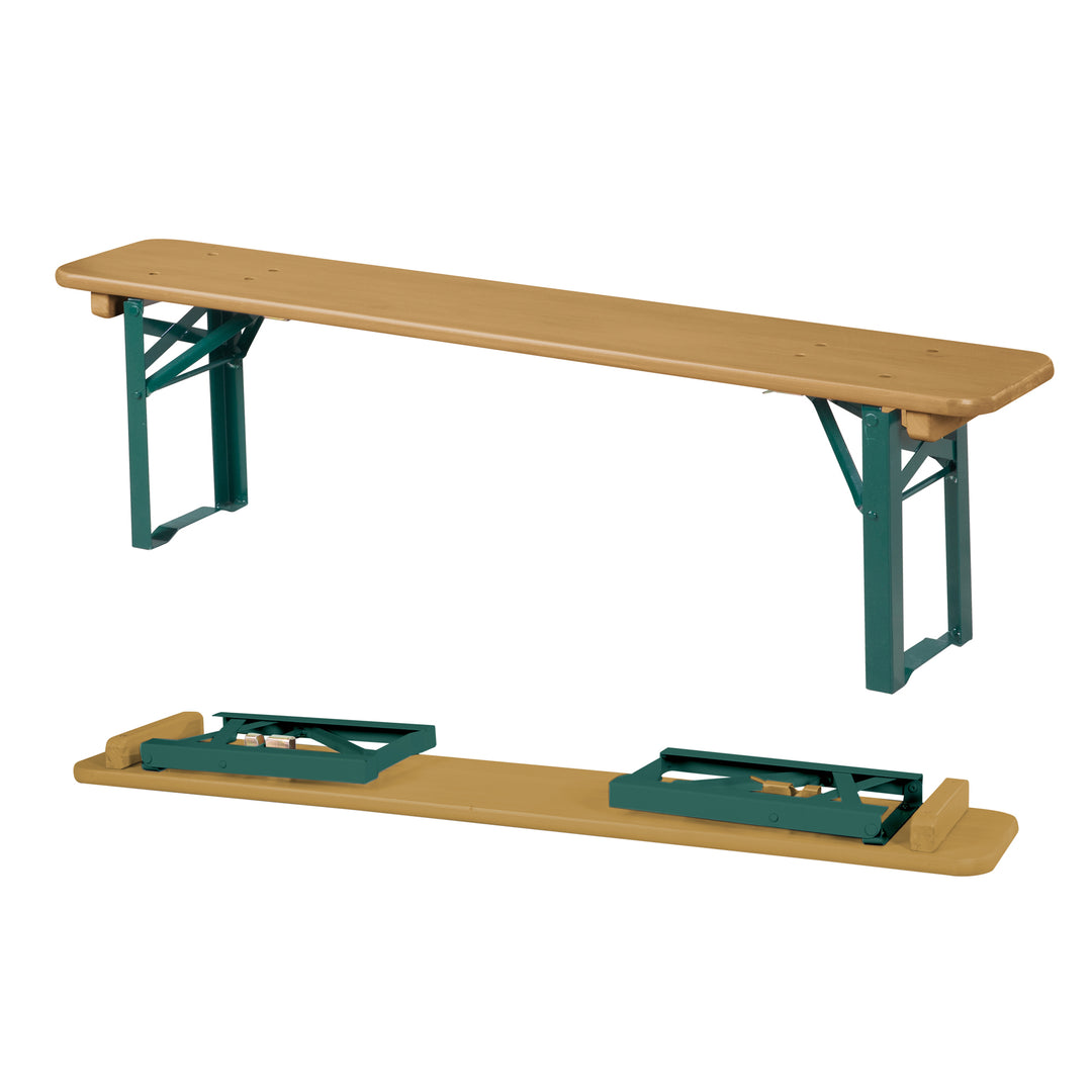Ensemble de sièges pour fêtes en bois - 2 bancs + 1 table pour enfants - Bois teck lasuré