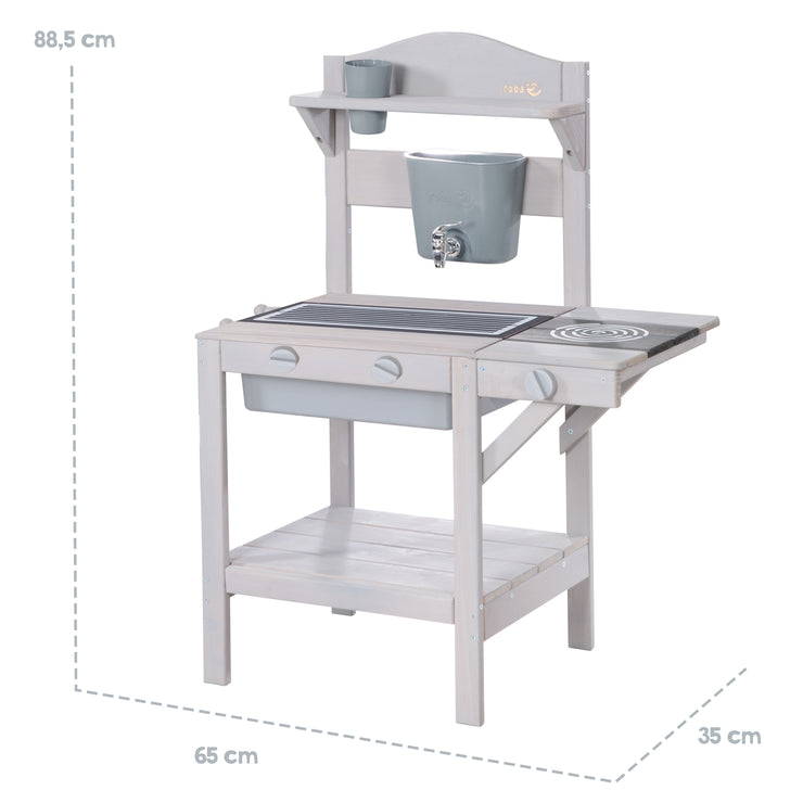 Outdoor Play & Mud Kitchen with Accessories - FSC Certified Wood - Grey Varnished