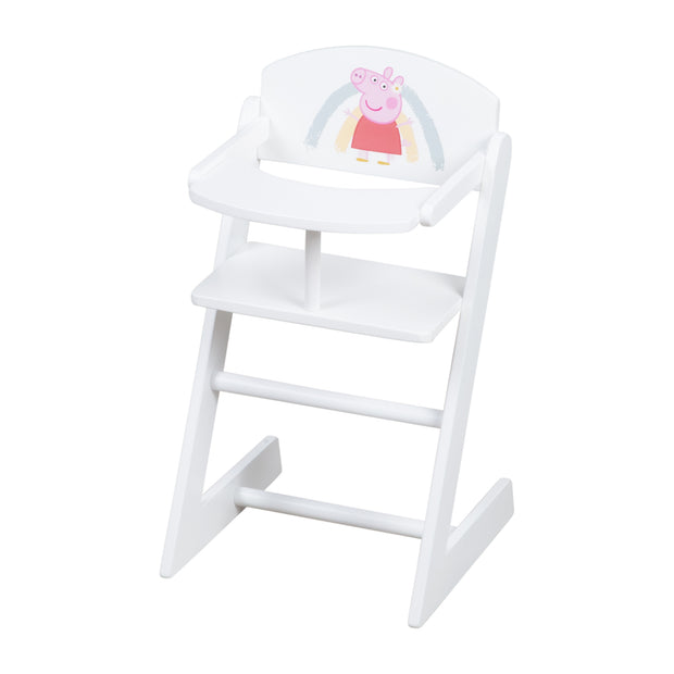 Doll High Chair 'Peppa Pig' for Baby Dolls - Chair Made of White Painted Wood