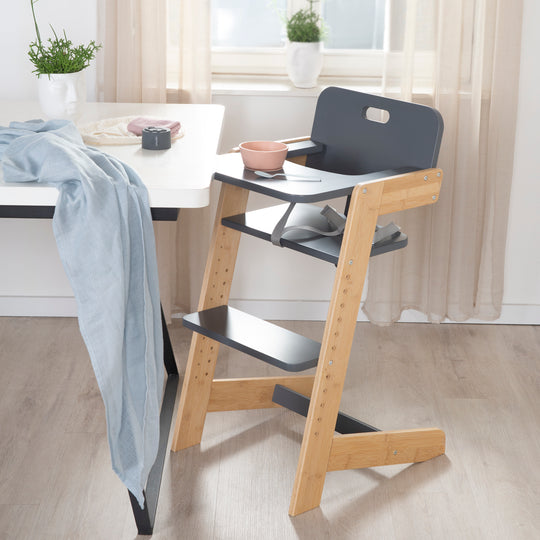 Baby High Chair 'Nature Up' with Removable Tray – Bamboo Natural / Anthracite