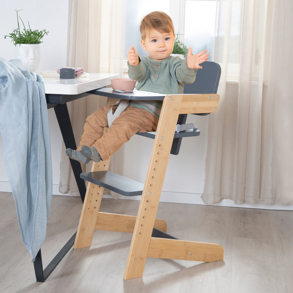 Seggiolone per bambini 'Nature Up' con vassoio rimovibile - Bambù naturale / Antracite