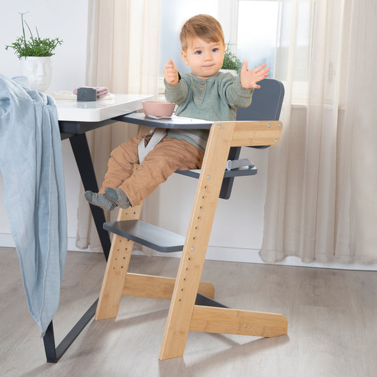 Baby High Chair 'Nature Up' with Removable Tray – Bamboo Natural / Anthracite