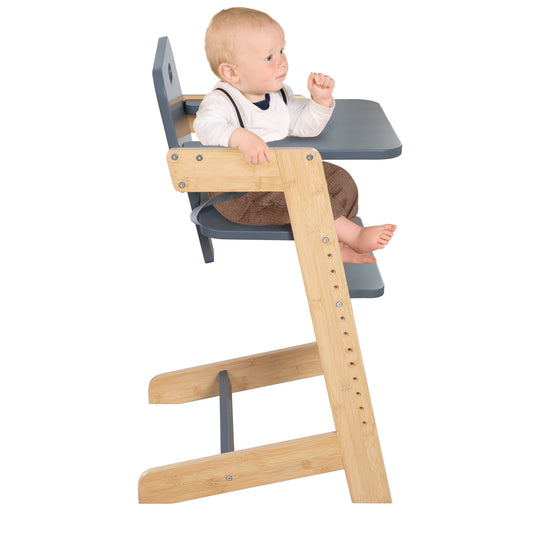 Baby High Chair 'Nature Up' with Removable Tray – Bamboo Natural / Anthracite