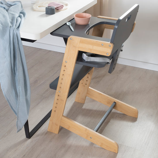 Baby High Chair 'Nature Up' with Removable Tray – Bamboo Natural / Anthracite