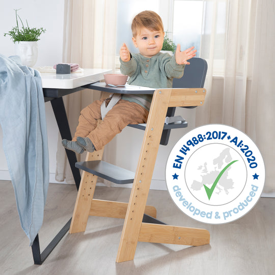 Baby High Chair 'Nature Up' with Removable Tray – Bamboo Natural / Anthracite