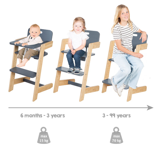 Baby High Chair 'Nature Up' with Removable Tray – Bamboo Natural / Anthracite