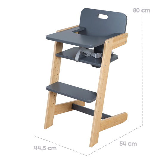 Baby High Chair 'Nature Up' with Removable Tray – Bamboo Natural / Anthracite
