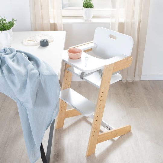 Chaise haute bébé 'Nature Up' avec plateau amovible - Bambou naturel / blanc