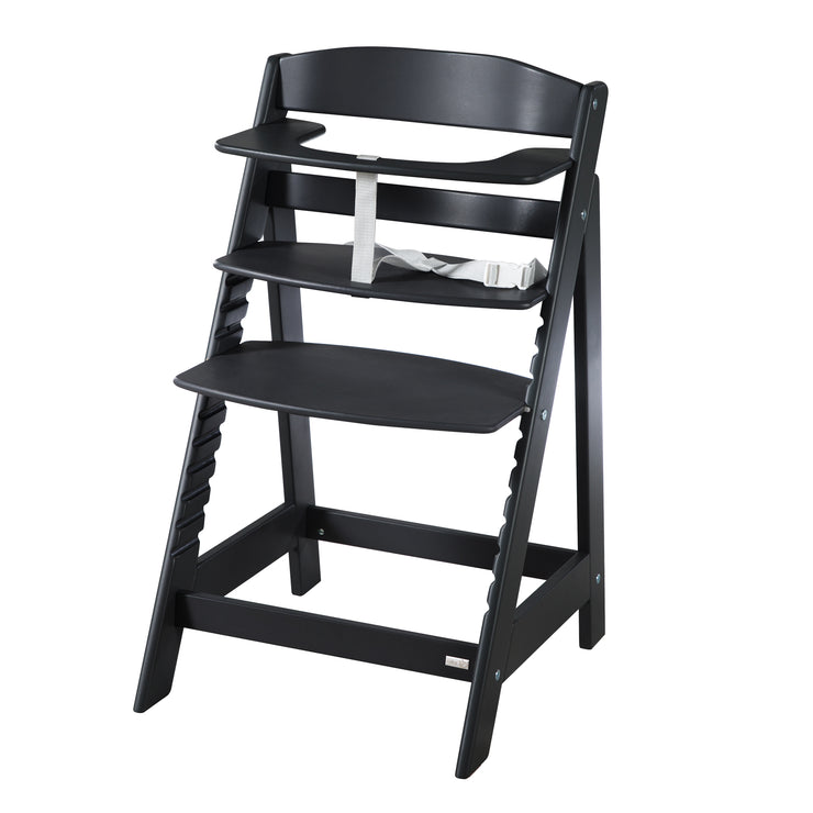 Wooden Evolutionary High Chair 'Sit Up Flex', grows-along with the child, black