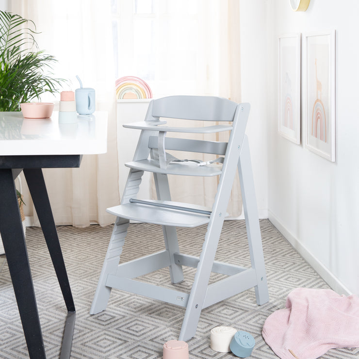 Wooden Evolutionary High Chair 'Sit Up Flex', grows-along with the child, taupe