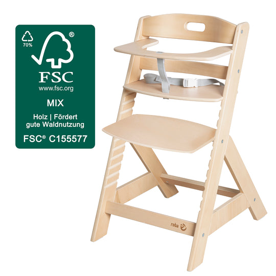 Trona para bebés 'Liv Up' con organizador incluido - Madera con certificación FSC - Natural