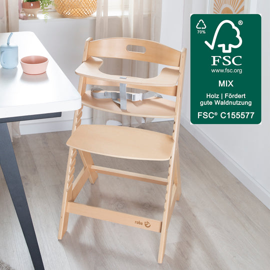 Trona para bebés 'Liv Up' con organizador incluido - Madera con certificación FSC - Natural