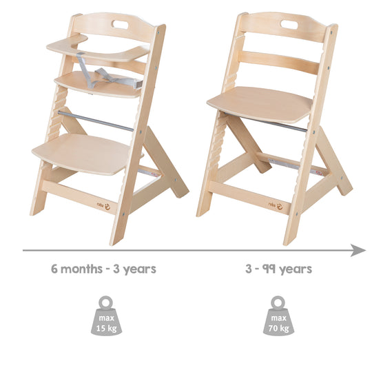 Trona para bebés 'Liv Up' con organizador incluido - Madera con certificación FSC - Natural