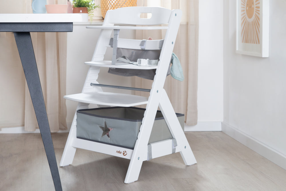 Trona para bebés 'Liv Up' con organizador incluido - Madera con certificación FSC - Blanco