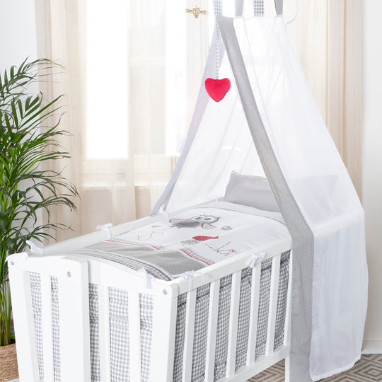 Set berceau complet 'Adam et Eule', 40 x 90 cm, blanc, fonction de verrouillage, incl. accessoires