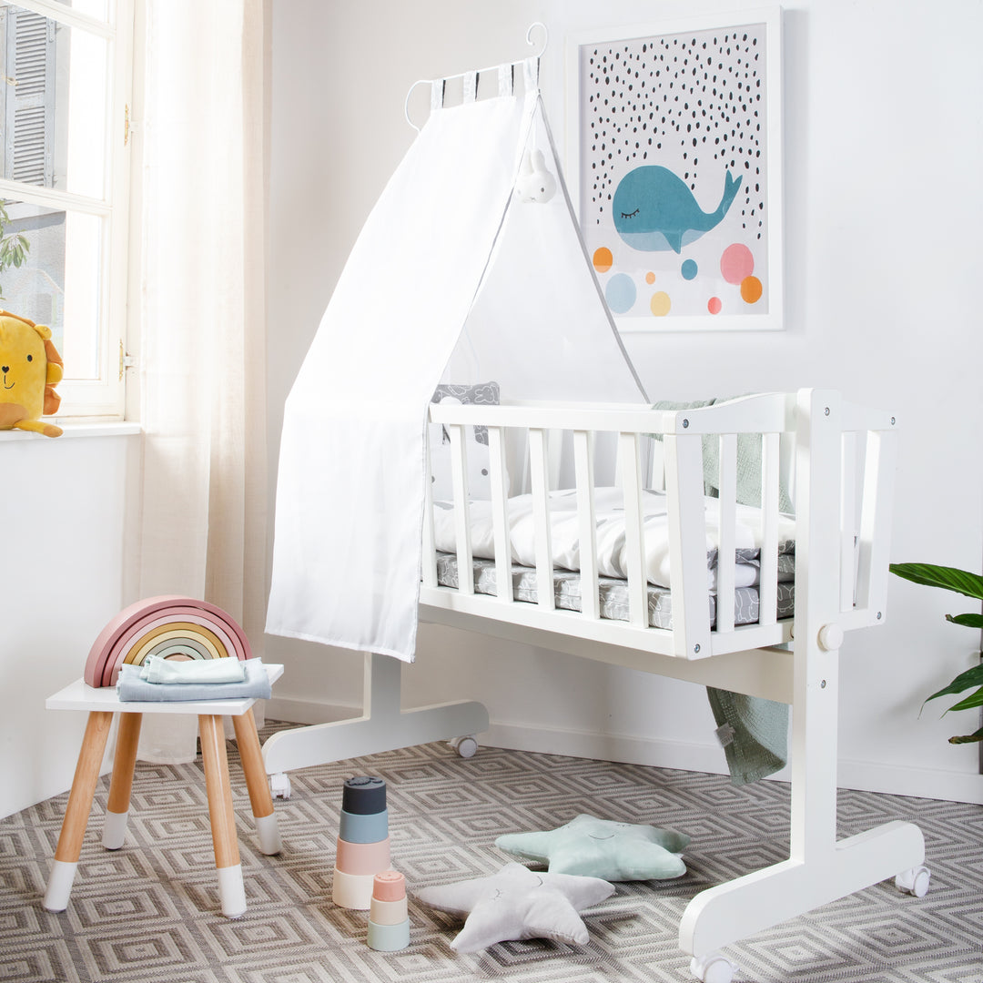 Set berceau complet 'miffy®', 40 x 90 cm, blanc, fonction de verrouillage, incl. accessoires