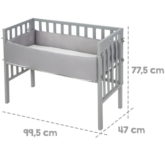 Lit cododo 'safe asleep®' 2 en 1, gris, avec matelas ventilé, nid et barrière