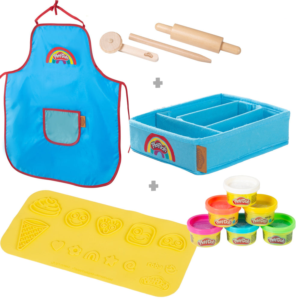 roba x Play-Doh set con alfombrilla creativa, moldes, caja, delantal y herramientas de madera