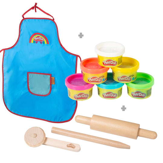 roba x Play-Doh Kompaktes Spielset - Holzwerkzeuge, Knetdosen & Schürze