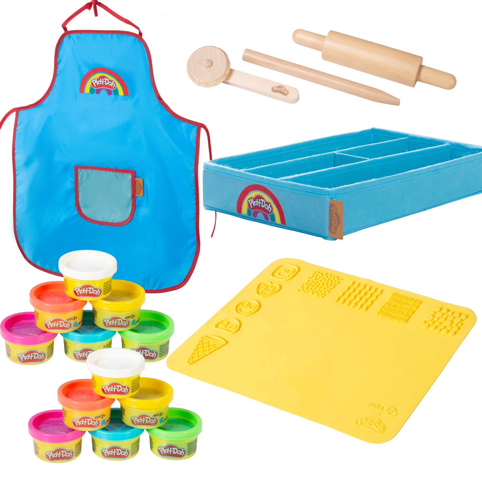 Roba X Play-Doh Tienda Para Niños - Set De Juego De Madera Certificada Fsc 12 Botes Plastilina 3 Herramientas Delantal Alfombrilla Creativa 3d