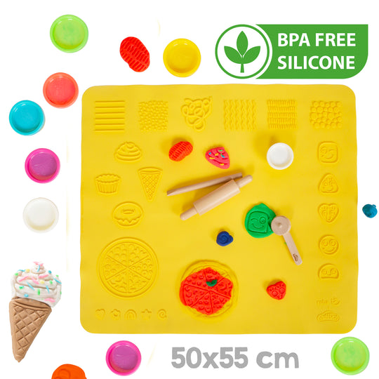 roba x Play-Doh Set - 3D Creative Mat with 12 Modelling Tins & Wooden Tools