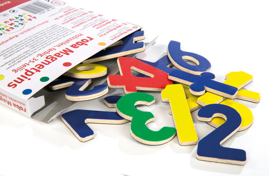 Magnetzahlen, Holz Magnet-Tafelset mit Zahlen und Zeichen, 35tlg, Schul-Spielzeug für Kinder