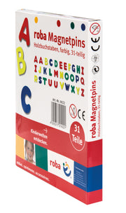Magnetbuchstaben, ABC Set 31 tlg, Magnetpins aus Holz, Schul-Spielzeug für Kinder