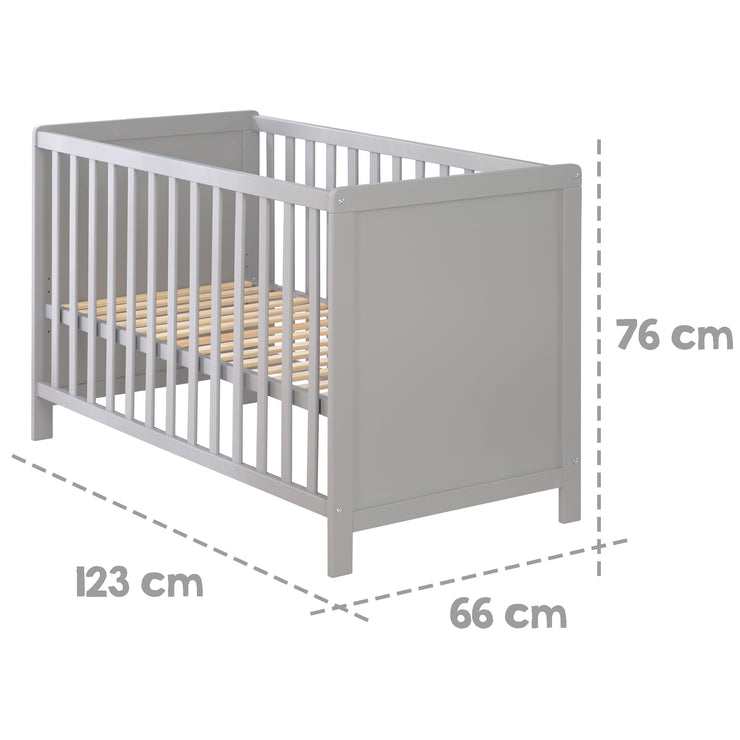 Letto fianco letto universale, 60 x 120 cm, taupe,regolabile in altezza, 5 pioli, incl. rete a doghe