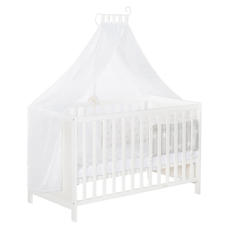 Multifunctional cot with co sleeping function, 60 x 120 cm, white, incl. complete bed equipment