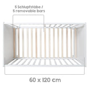 Letto multifunzionale, 60 x 120 cm, bianco, incl. attrezzatura completa per il letto