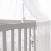Cot Set 'Sternenzauber grau' 70 x 140 cm, taupe, incl. bed linen, canopy, nest & mattress
