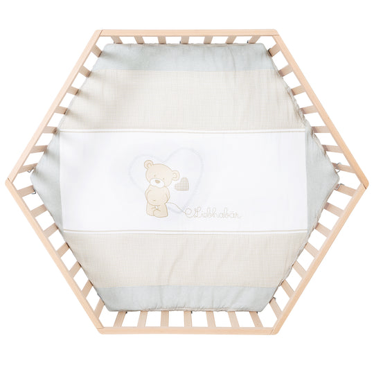 Corralito 'Liebhabbär' de 6 lados, con almohadilla protectora, Madera natural
