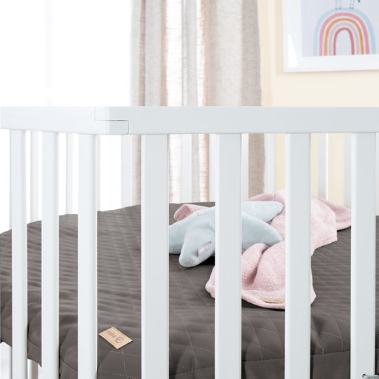 Parque infantil 6 lados incluido colchón 'Graphite acolchado' - Ajustable en altura - Madera blanca