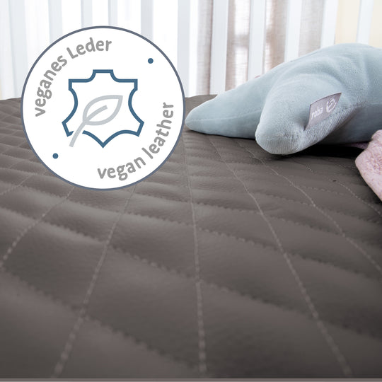 Parque infantil 6 lados incluido colchón 'Graphite acolchado' - Ajustable en altura - Madera blanca