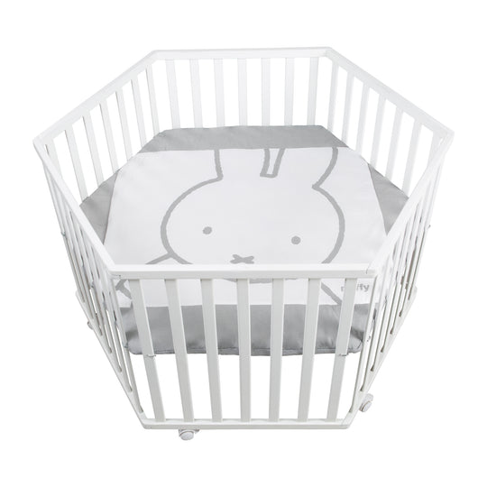 Corralito 'miffy®' de 6 lados, con almohadilla protectora, Madera blanca