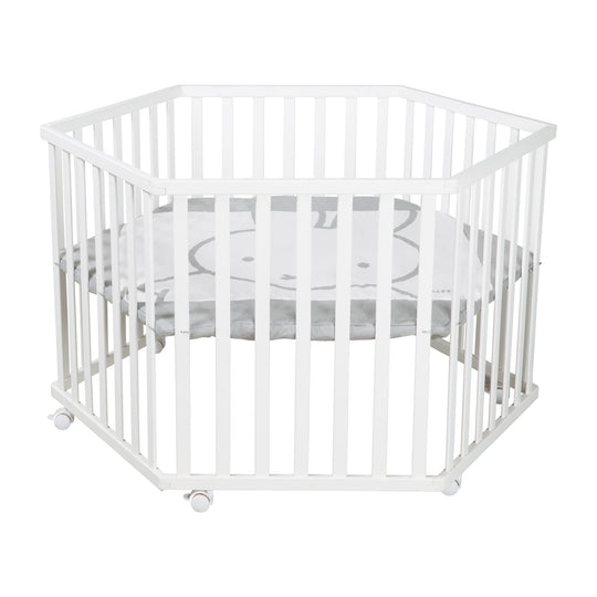Corralito 'miffy®' de 6 lados, con almohadilla protectora, Madera blanca