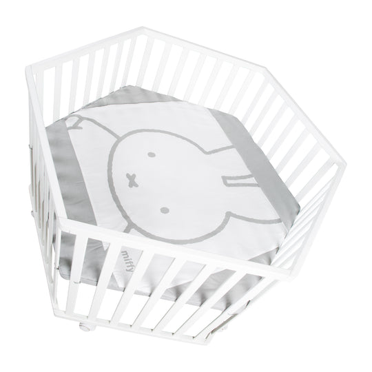Corralito 'miffy®' de 6 lados, con almohadilla protectora, Madera blanca