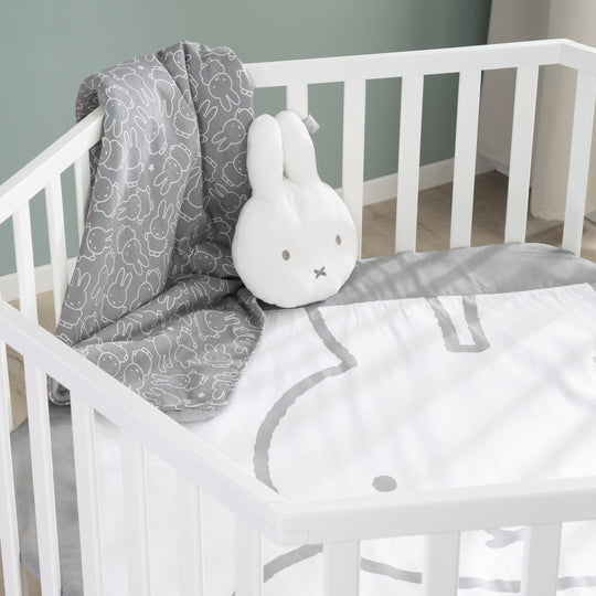 Corralito 'miffy®' de 6 lados, con almohadilla protectora, Madera blanca