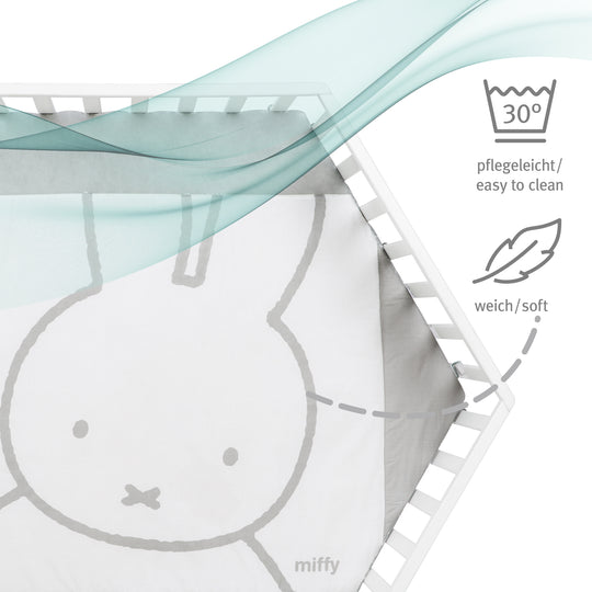 Corralito 'miffy®' de 6 lados, con almohadilla protectora, Madera blanca