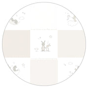 Parc bébé "Fox et Bunny", hexagonal, surface de jeu incl. insert et roulettes, bois blanc