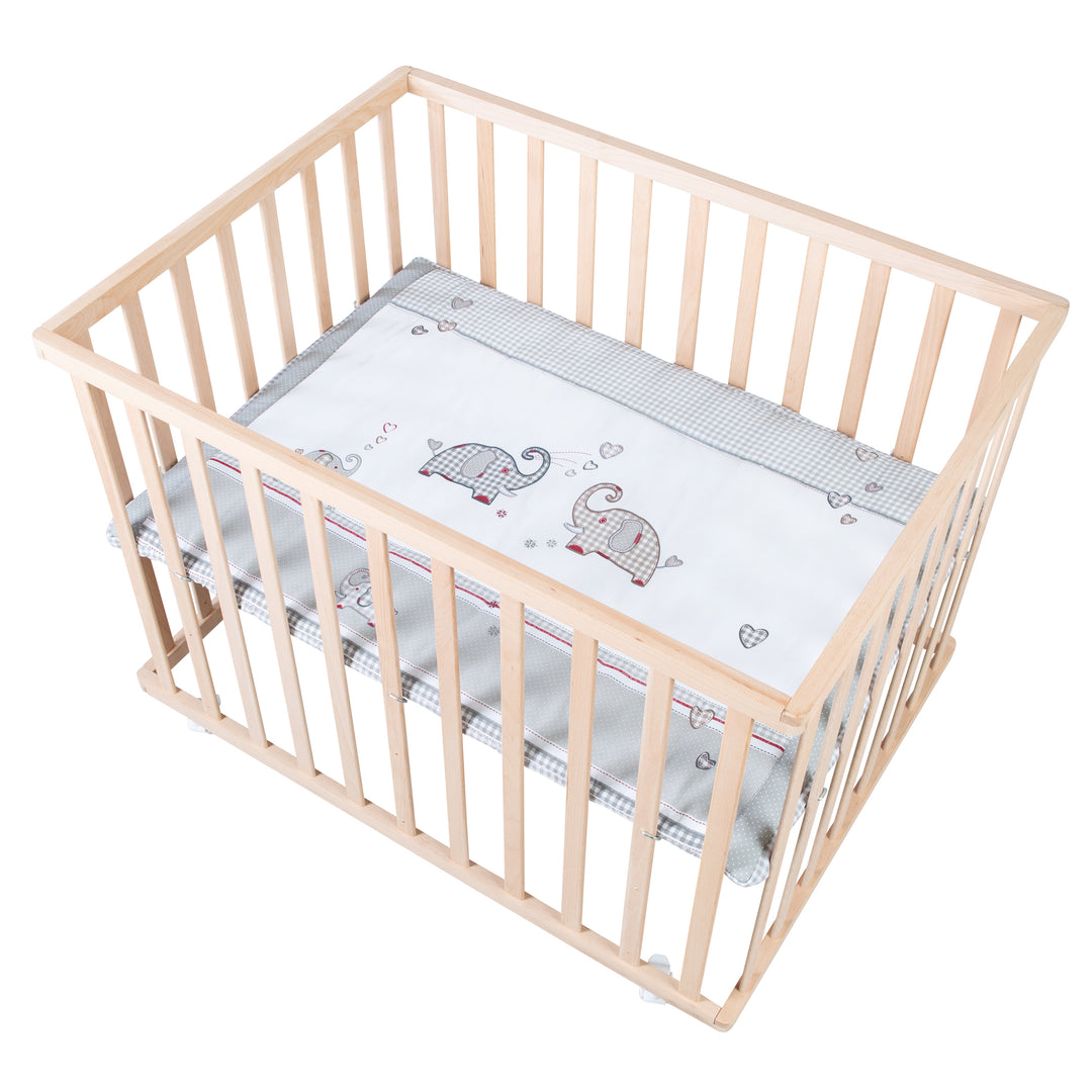 Parque infantil 75 x 100 + Almohadilla 'Jumbotwins' - Madera natural