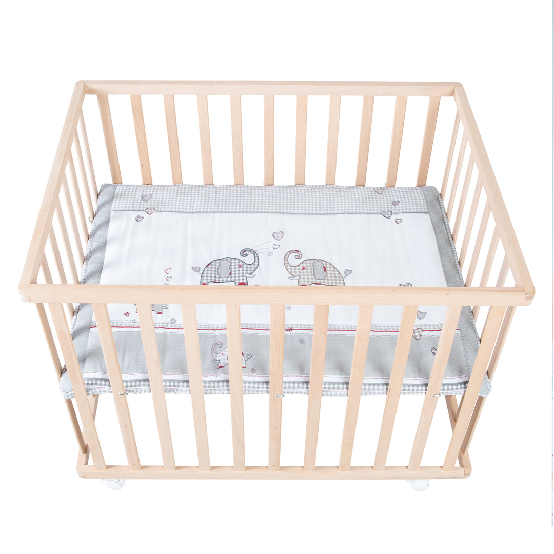 Parque infantil 75 x 100 + Almohadilla 'Jumbotwins' - Madera natural