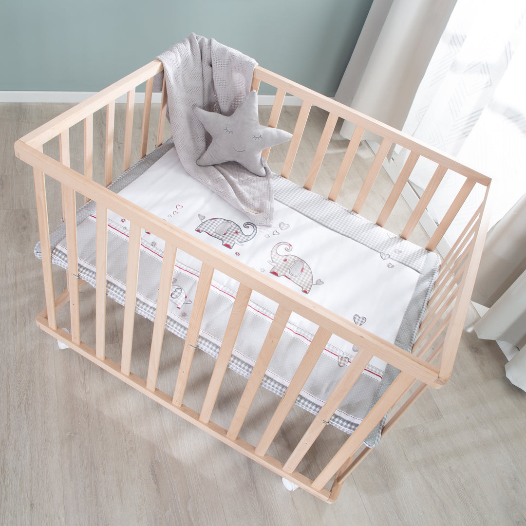 Parque infantil 75 x 100 + Almohadilla 'Jumbotwins' - Madera natural