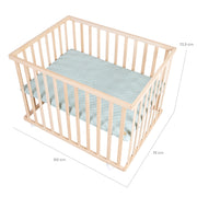 Playpen 'roba Style', 75 x 100 cm, made of organic beech, incl. green protective insert & castors